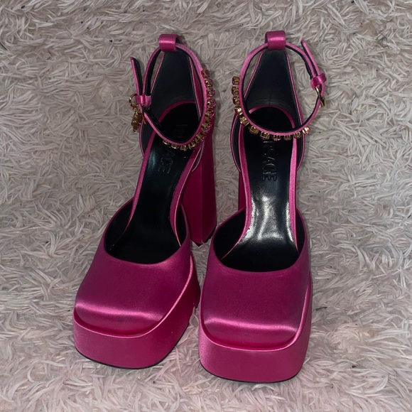 Versace pink satin platform pumps SZ 37 - Picture 3 of 15